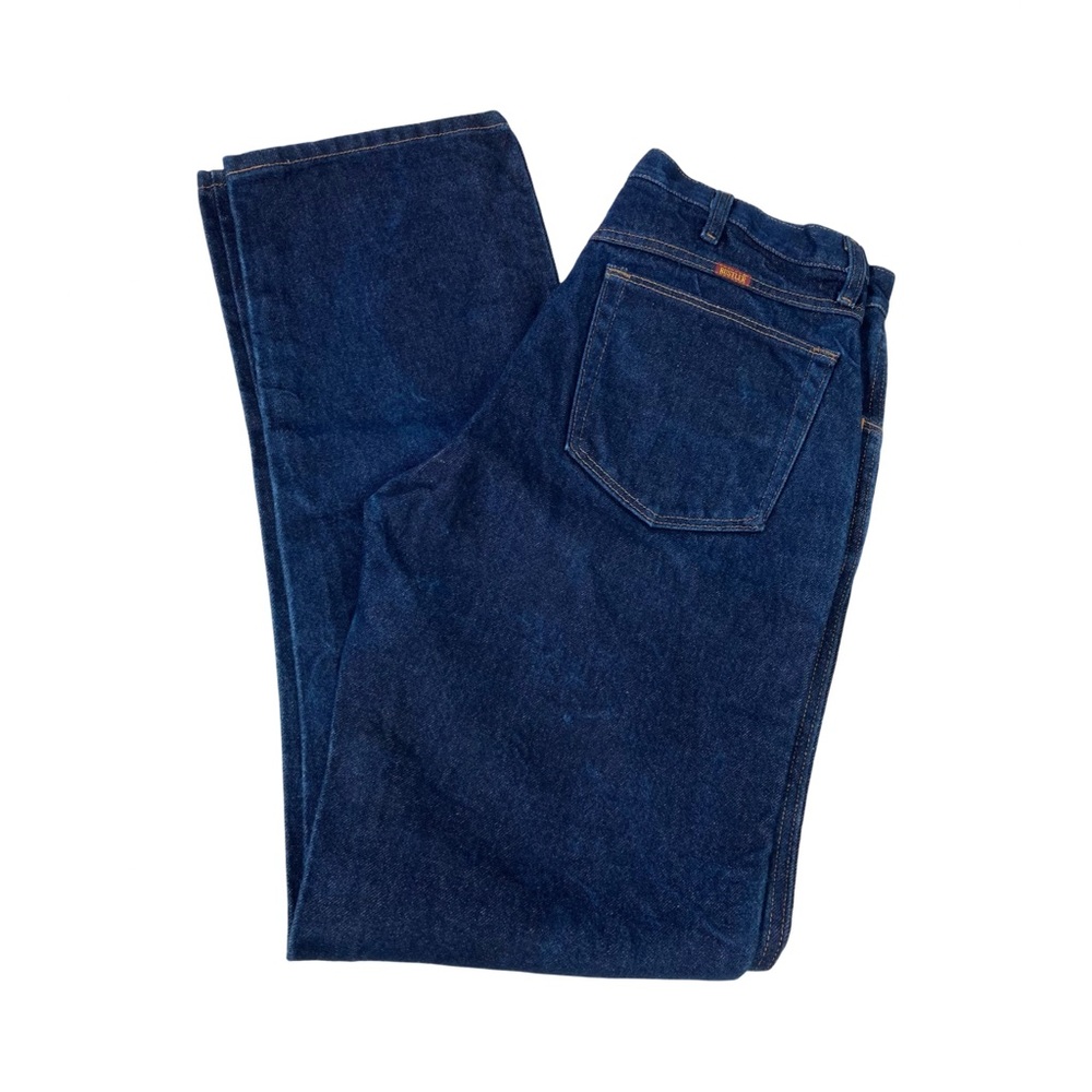 Rustler Mens Straight Leg Jeans Size 34 x 34 Actual Size 33 x 34 Blue Dark Wash
